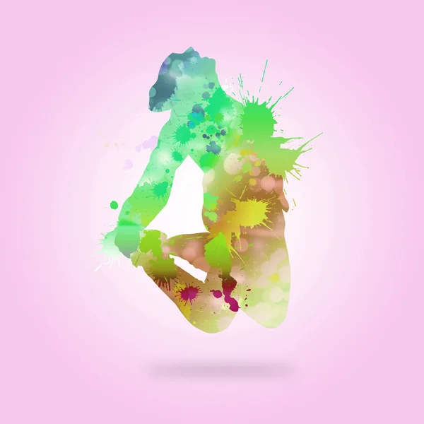 Silhouette a colori della ballerina — Foto Stock