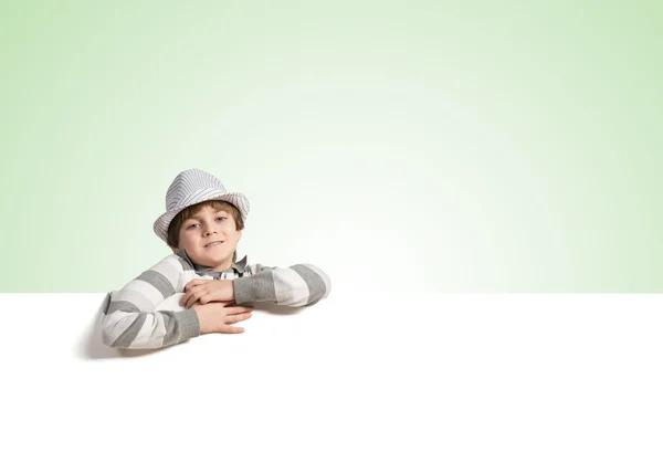 Cute boy with banner — Stock Photo, Image