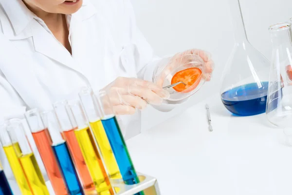 Wissenschaftlerin macht Tests — Stockfoto