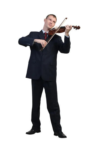 Uomo d'affari che suona il violino — Foto Stock