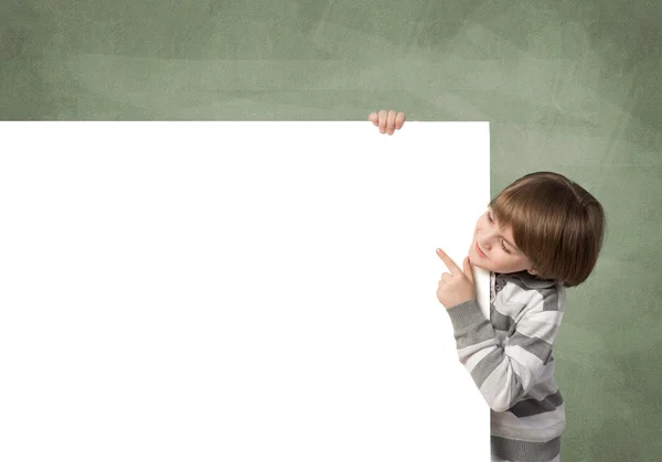 Cute boy with banner — Stock Photo, Image