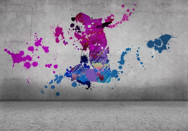 Färg silhuetten av dansare — Stockfoto