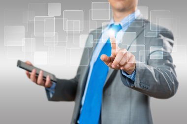 medya ekran dokunaklı işadamı el