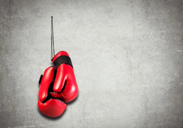 Guantes de boxeo colgando clavados a la pared — Foto de Stock