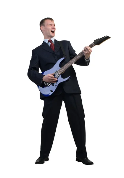 Businessman playing guitar — Stock Photo, Image