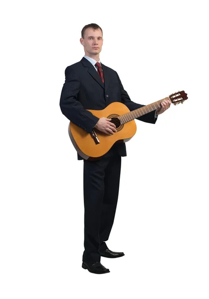 Бизнесмен играет на гитаре — стоковое фото