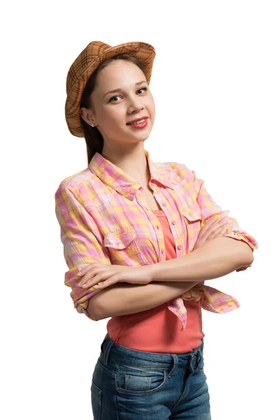 Bastante adolescente chica en tiros camisa —  Fotos de Stock