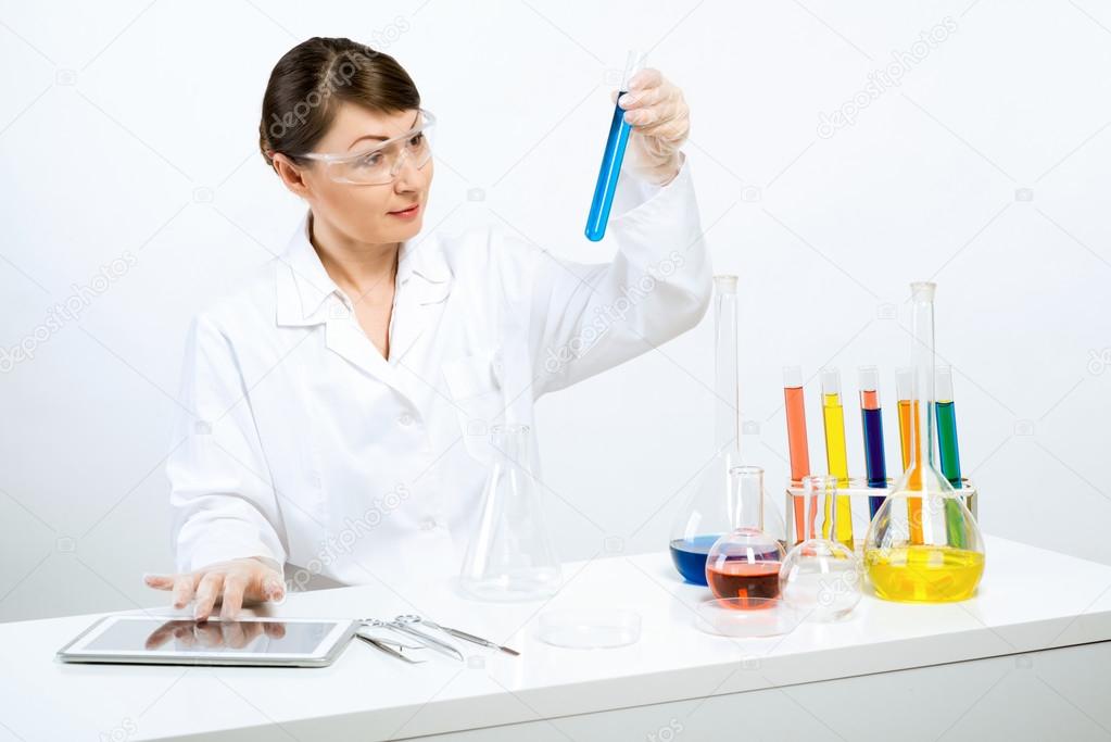female scientist making tests