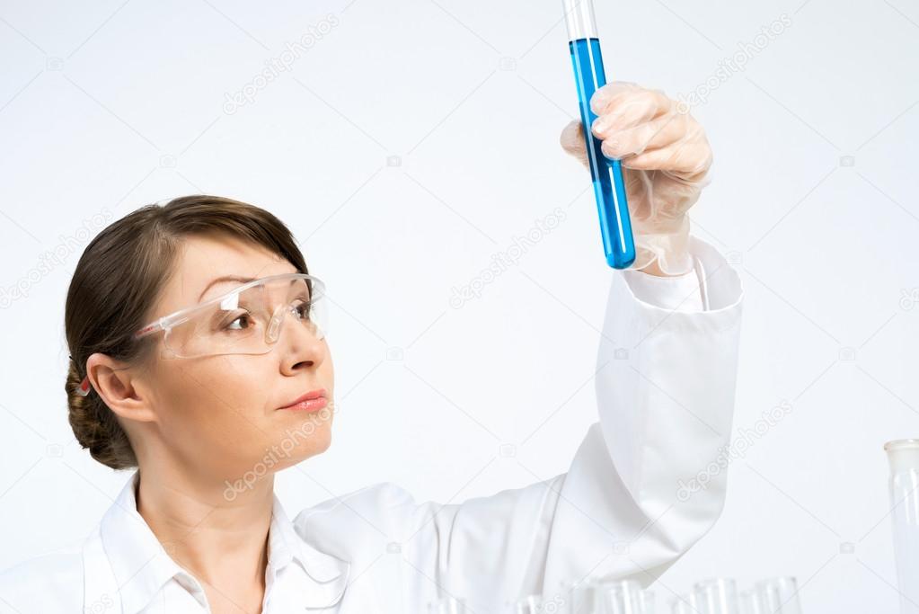 female scientist making tests