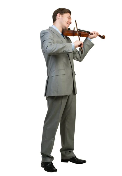 Homme d'affaires jouant du violon — Photo