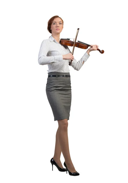 Femme d'affaires jouant du violon — Photo