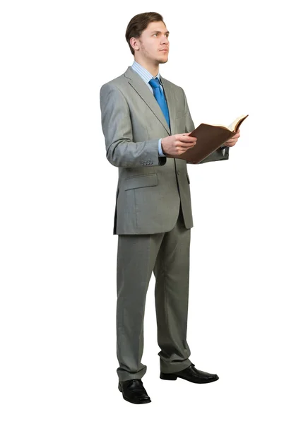 Jonge zakenman leesboek — Stockfoto