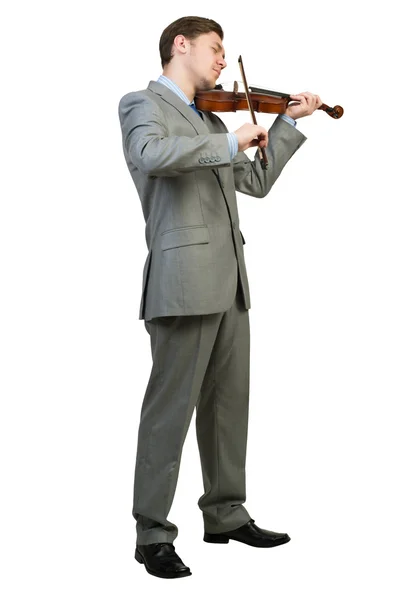 Homme d'affaires jouant du violon — Photo