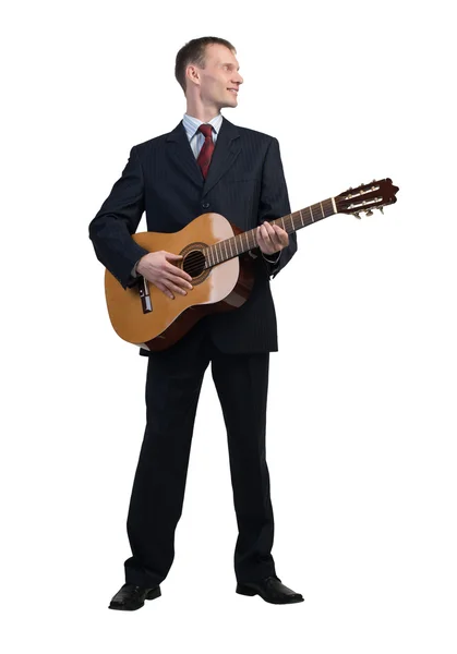 Ung affärsman spela gitarr — Stockfoto