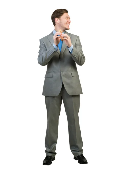 Businessman play fife — Stock Photo, Image