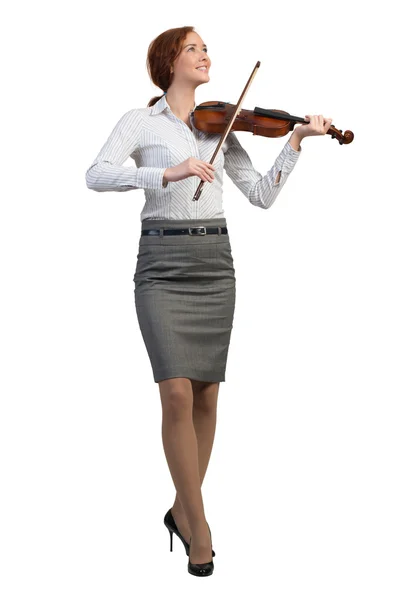Affärskvinna spela fiol — Stockfoto