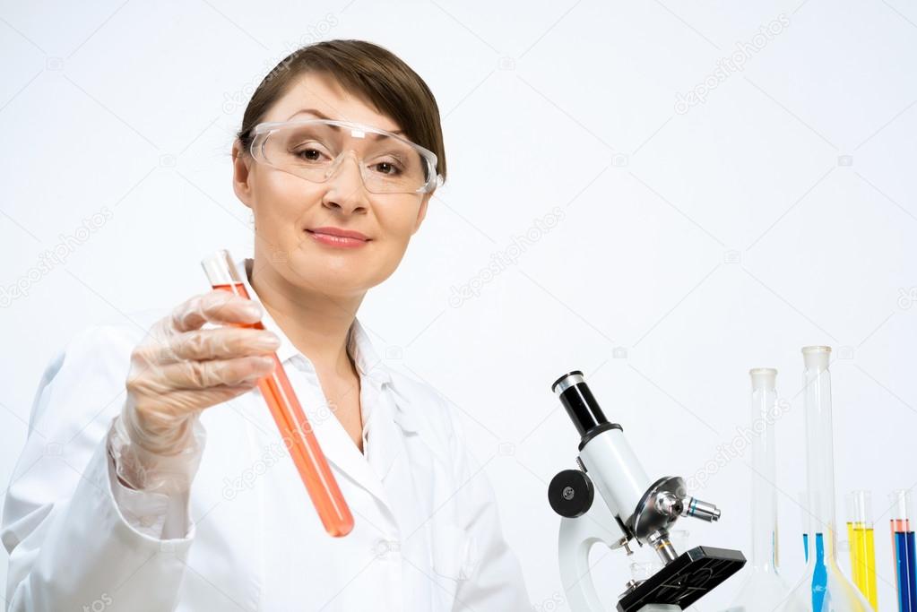 female scientist making tests