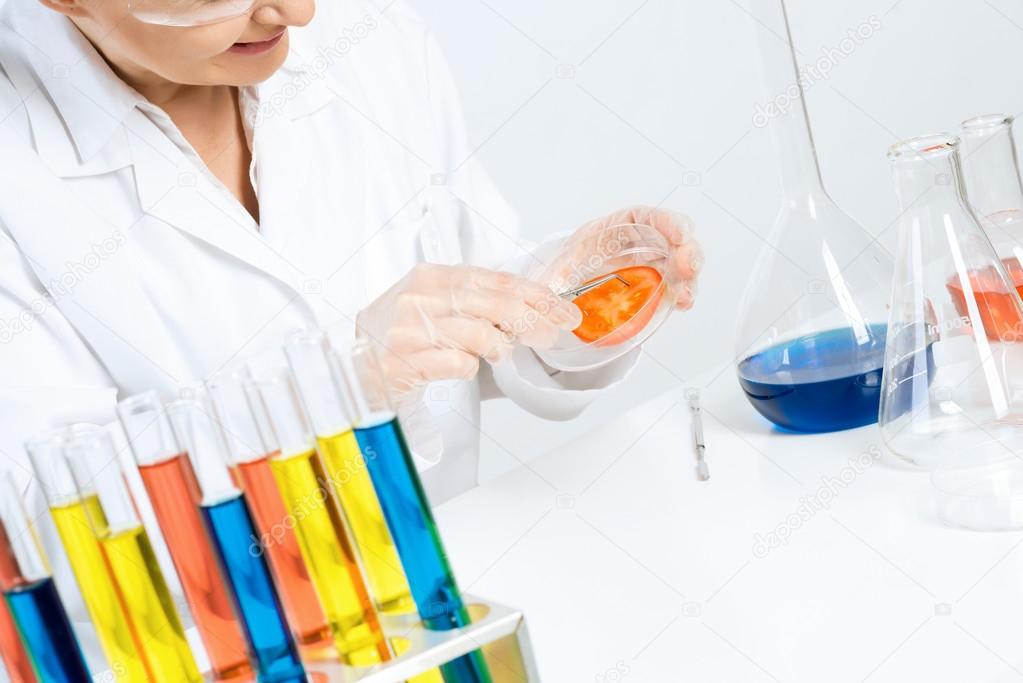 female scientist hands making tests