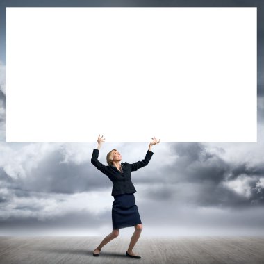 usinesswoman holding beyaz boş