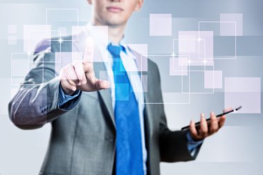 medya ekran dokunaklı işadamı el