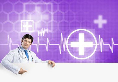Doktor holding boş afiş