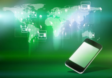 cep telefonu ve Dünya Haritası