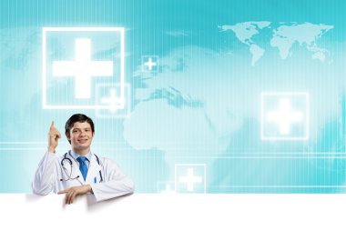 Doktor holding boş afiş