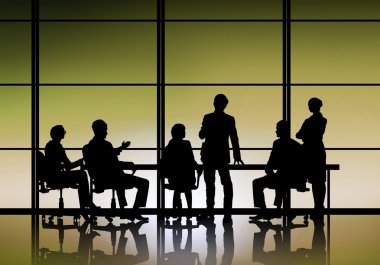 Silhouettes of business people clipart