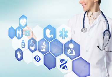 kadın doktor simgesi dokunmadan