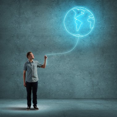 Dünya gezegeni balon adam