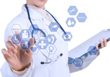kadın doktor simgesi dokunmadan