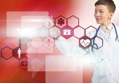 kadın doktor simgesi dokunmadan