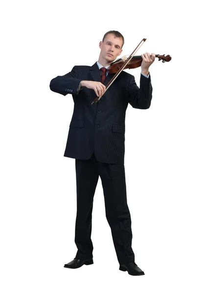 Homme d'affaires jouant du violon — Photo