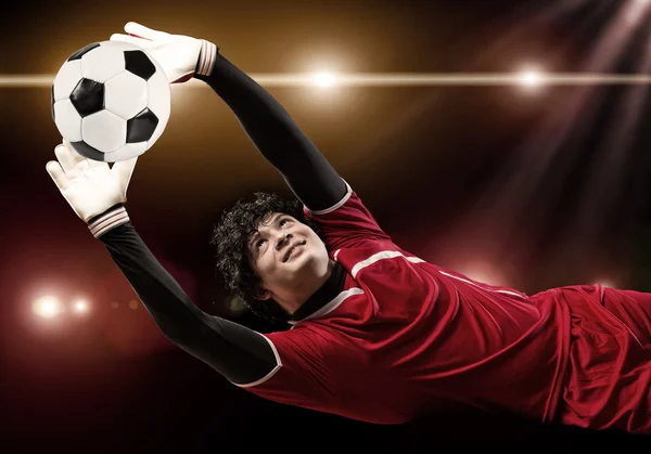 Goalkeeper catching ball — Stock Photo, Image