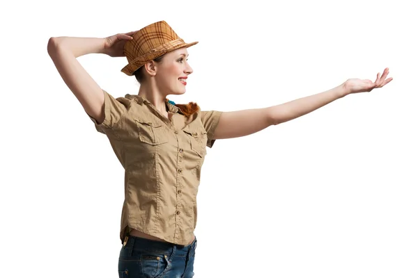 Tiener meisje in schoten shirt — Stockfoto