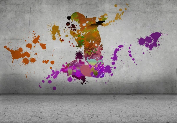 Barva silueta tanečnice — Stock fotografie