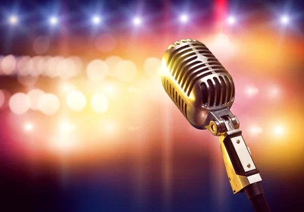 Microphone in concert hall — Stock Photo, Image