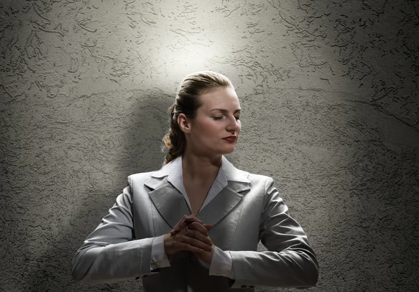 Joven santa empresaria con luz — Foto de Stock