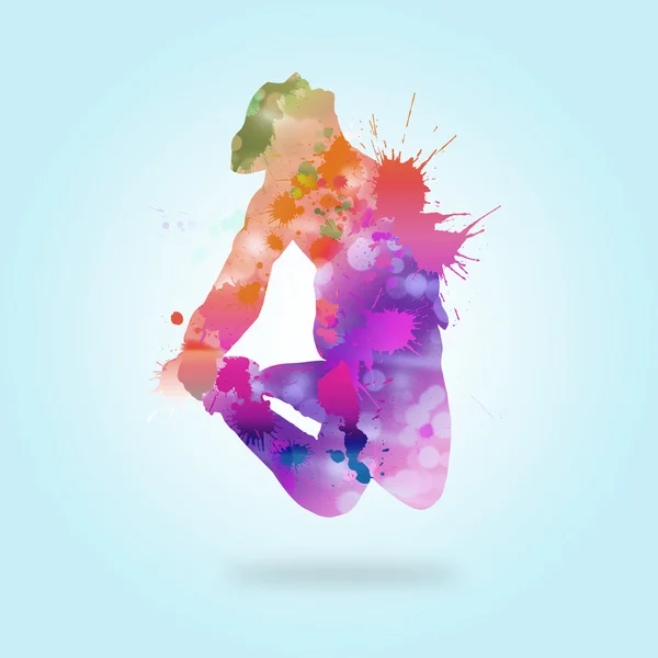 Colorful silhouette of dancer — Stock Photo, Image