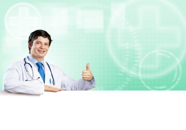 Doktor holding boş afiş