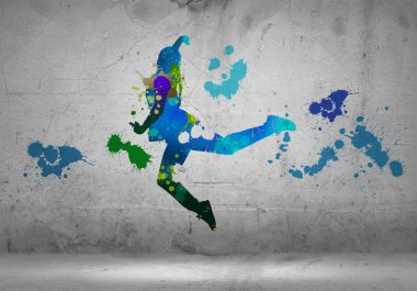 siluet Dancer gri duvar