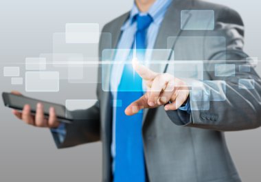 medya ekran dokunaklı işadamı el