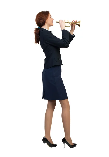 Businesswoman play fife — Stock Photo, Image