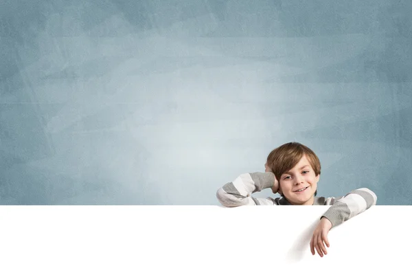 Cute boy with blank board — Stock Photo, Image