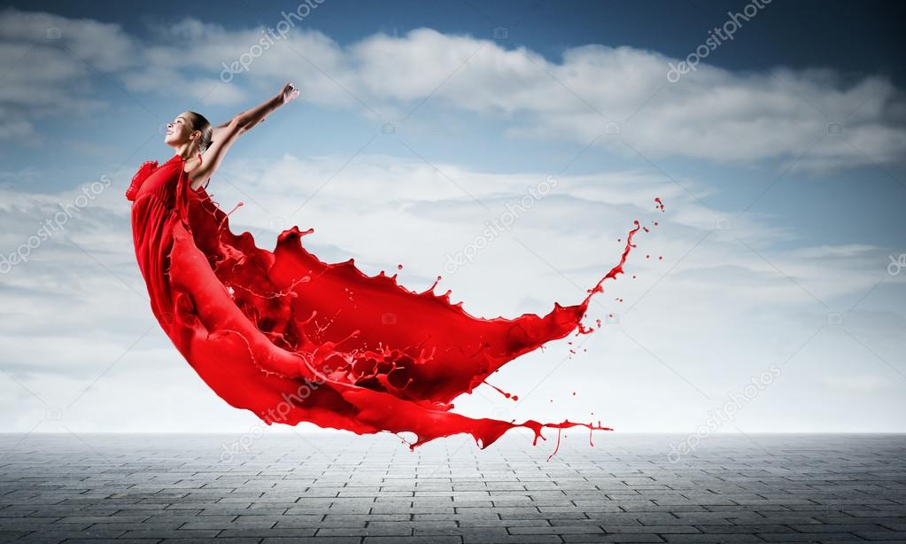 woman dancer in red dress