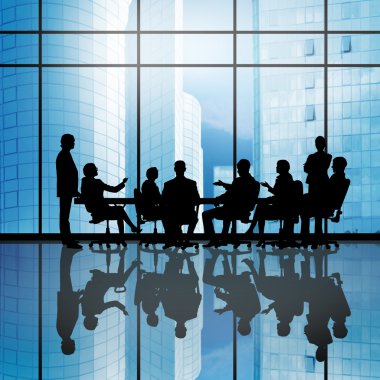 businesspeople  sitting round table clipart