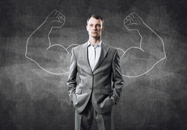 Businessman with strong arms clipart
