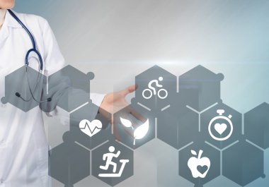 kadın doktor medya ekran dokunaklı