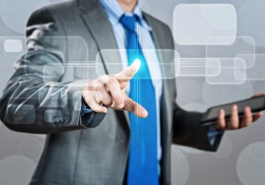 medya ekran dokunaklı işadamı el