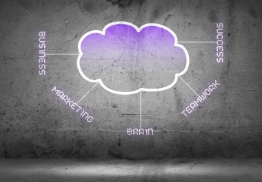 Renkli bulut ile iş ikonları/simgeleri